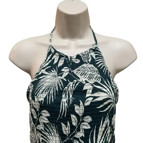 Patrons of Peace Fern Print Smocked Halter Peplum Top Green White Women’s Large