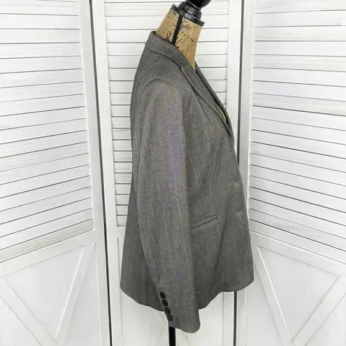 Amanda Smith Herringbone Oversized Blazer Jacket Black Tan 6 Single Breasted