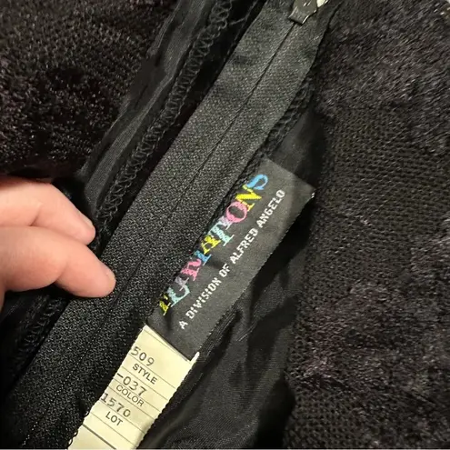 Alfred Angelo Vintage 80s Flirtations Black Velvet Short Sleeve Maxi Dress Sz 20