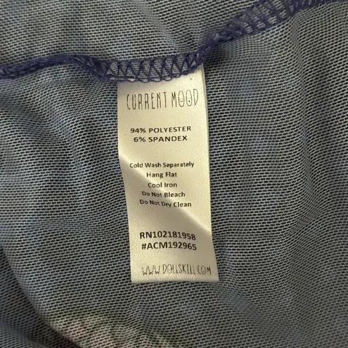 Current Mood Shirt Womens Large Purple Pink Dragon Mesh Cropped Blouse Harajuku