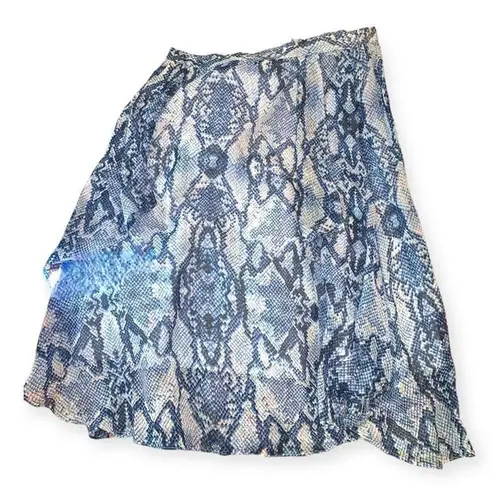 American Vintage Vintage y2k Jaclyn Smith Blue Flowy Snakeskin Print Midi Skirt