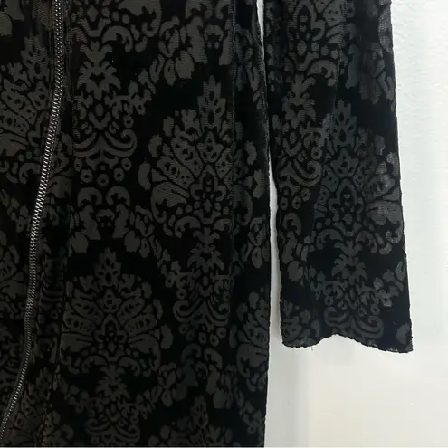 Rachel Roy Black Burnout Floral Long Sleeve Zipper Tulip Sheath Dress Size XL