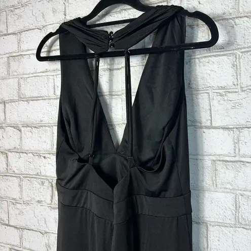 Lulus  Dress Tenth Avenue Ruched Halter Neck Gown Formal Maxi Strappy Black M
