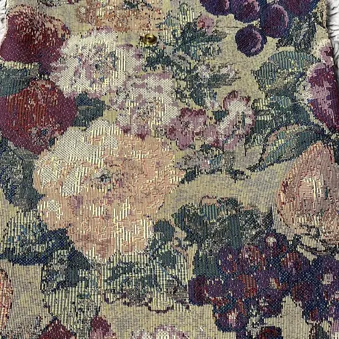 Vintage Tapestry Tote Bag Purse Shoulder Satchel Grapes Flowers Purple