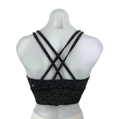 Lululemon Black Sleeveless Abstract Crossback Strappy Sports Bra Crop Top Size 6