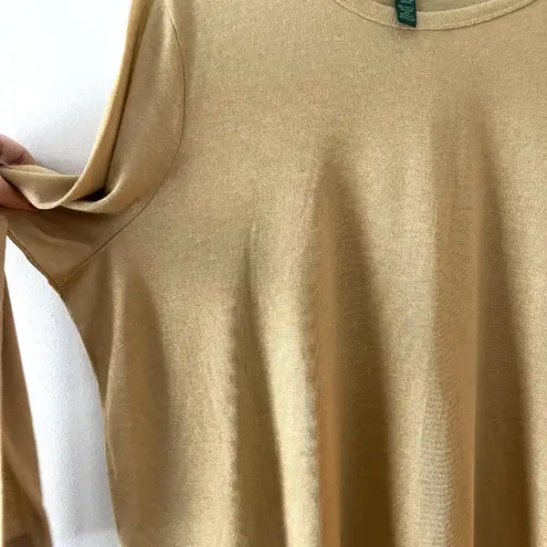 Ralph Lauren Lauren  Sz 3X Pullover Gold Shiny Long Sleeve Knit Blouse Top Dress