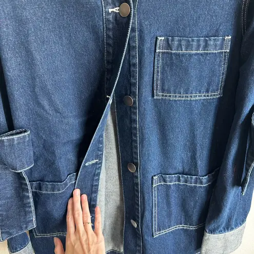 Dolls Kill  SAMPLE Dark Blue Jean Jacket with Tie Bow Sleeves
