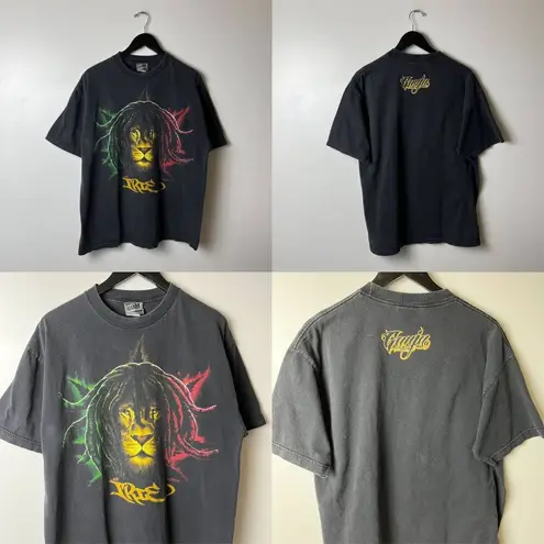ODM Lion Graphic Tee T Shirt Vintage Y2K Large L Black Graphic Size XL