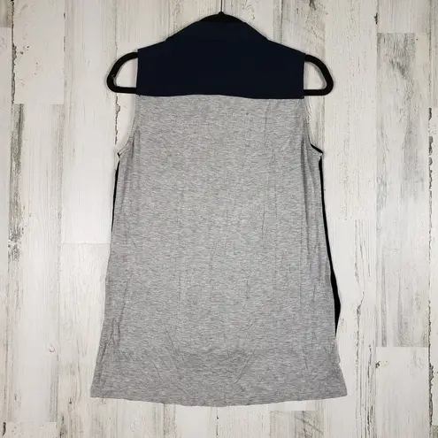 Drew NWT Navy Blue Heathered Gray Button Down High Low Top Women's Size XS