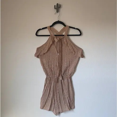 Faithfull the Brand Gaia Orange Striped Romper