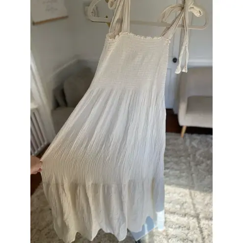 Nothing Fits But Ivory Cotton Gauze Maxi Dress Tie Strap Cottagecore Ethereal White Size M