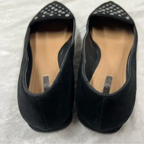 Tahari  Flats Esther Suede Grommet Detail studded Pointed Toe Black size 7.5