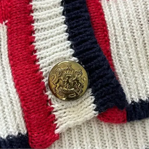 Tanner Vintage Ramie knit cardigan Retro Nautical Striped academia preppy Tennis White Size M