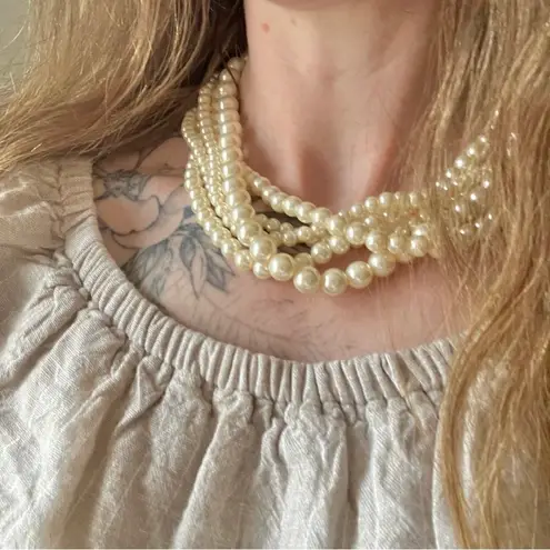 American Vintage Vintage “Cordelia” Five Strand Pearl Necklace 19.5” Classic Maximal Chunky 