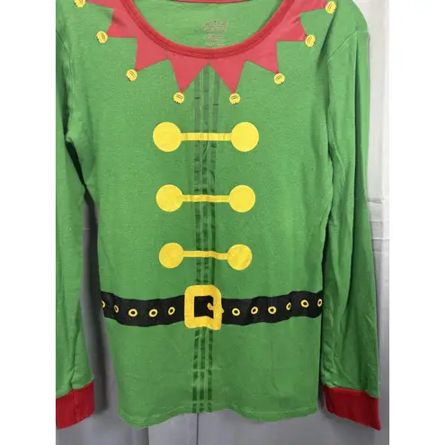 Wondershop Shirt Womens Small Green Elf Pajama Christmas Sleepwear Long Sleeve