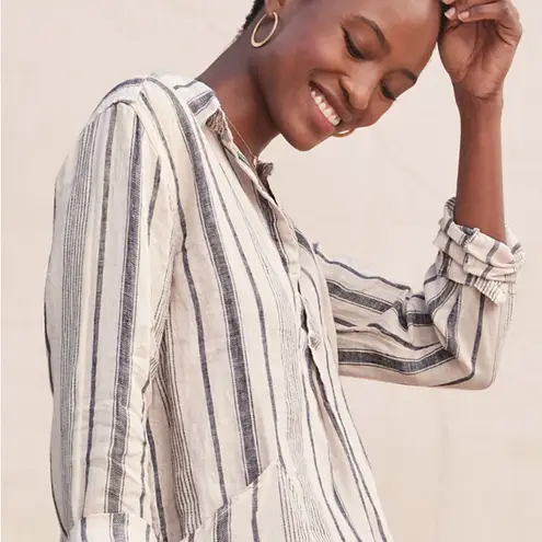 CP Shades Teton Linen Tunic XS Oversized Boho Western Coastal Lagenlook Striped