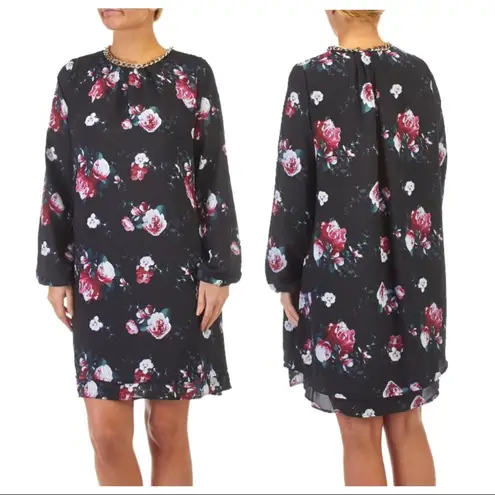 Stella Tweed ๐ Floral Shift Dress Chain Neckline S