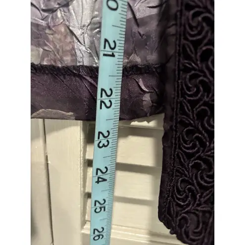 R & M Richards Chiffon Plum/Green Floral 3/4 Sleeve Open Cardigan Size Petite