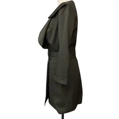 Ieena For Mac Duggal Ruffled Faux Tuxedo 3/4 Sleeve Mini Dress Black Size 4 NWT