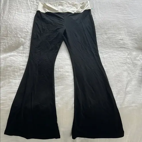Edikted Black White Contrast Fold Over Low Rise Flare Leggings XL
