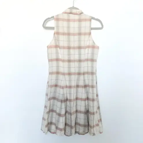 United Colors Of Benetton VTG 90s Womens Dress Size M Linen Plaid Retro Preppy