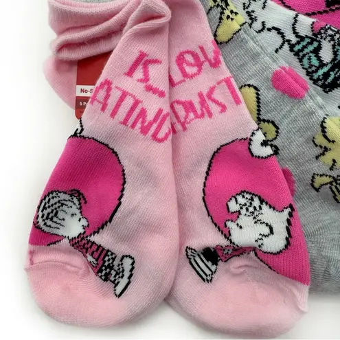 Peanuts Snoopy Womens No Show Socks Woodstock Pink Love Hearts Fun Cute Gift