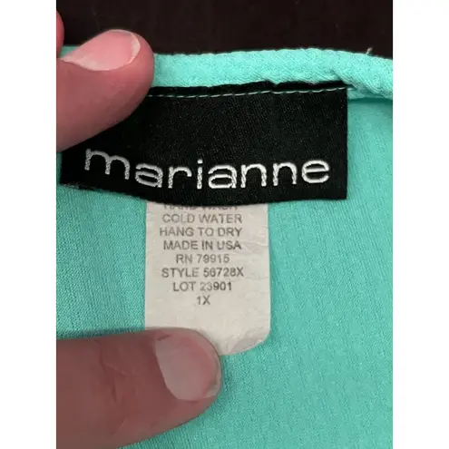 Marianne Top Skirt Set Womens 1X Textured Sleeveless Tank Suit Made in USA Green