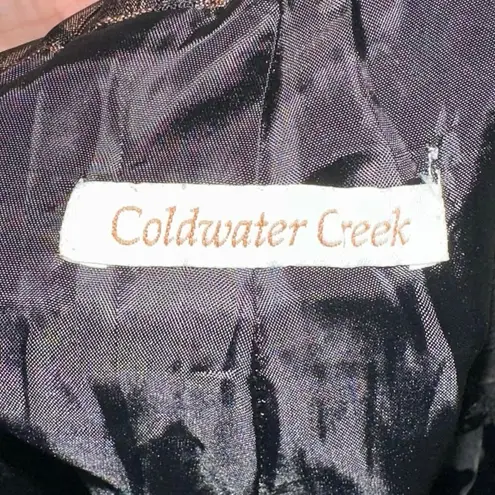 Coldwater Creek Petite Skirt Brown Floral Crinkle Midi A-Line Stretch Waist PM