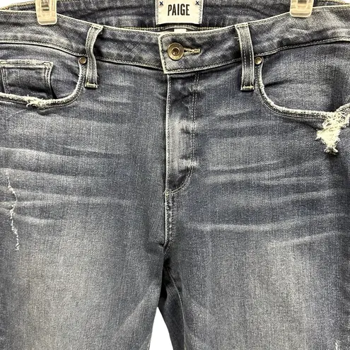 Paige  High Rise Jimmy Jimmy Crop Distressed 5 Pocket Blue Jeans Womens 29