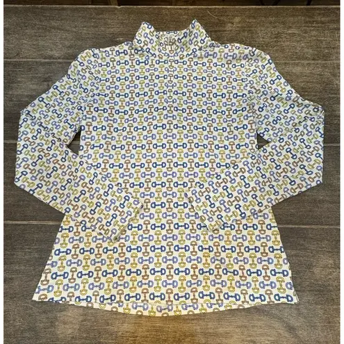 J. McLaughlin Bedford Quarter Zip Long Sleeve Top Catalina Cloth Equestrian