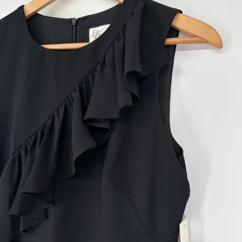 Eliza J Ruffle Front Mini Dress in Black size 6 NWT Sleeveless Crew Neck