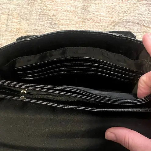 NWOT Unbranded Faux Patent Leather Alligator Skin Crossbody Purse in Black