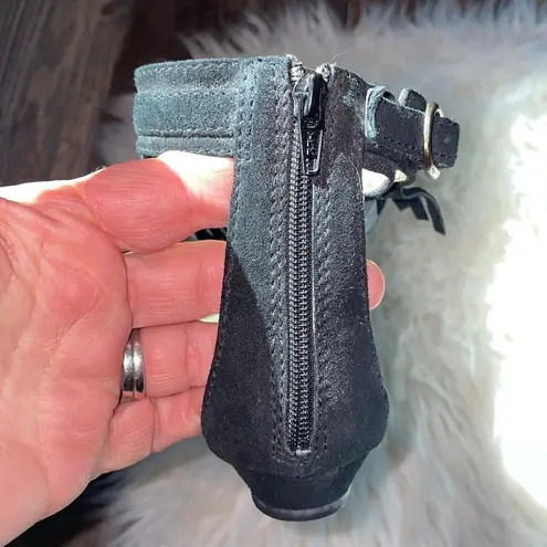 Lovely People Black Suede Fringe Sandals Black Size 6