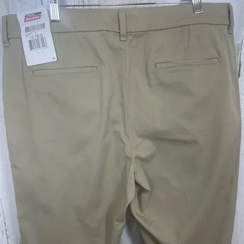 Dickies NWT Chino Pants Womens 16 REG Khaki Tan Slimming Casual Workwear