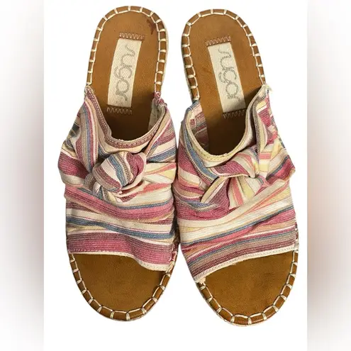 Sugar Hundreds Wedge Sandals Fabric Natural Multicolor Beach Stripe Size 8.5
