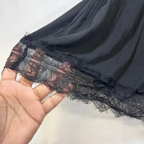 Chelsea28 Medium Black Smocked Lace Top Balloon Sleeve Pleated Formal Sexy Goth