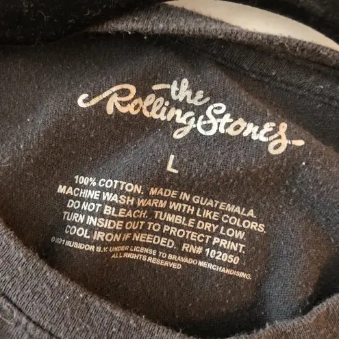 The Rolling Stones Womens 1975 US Tour Black Short Sleeve Crewneck Cotton Tee L