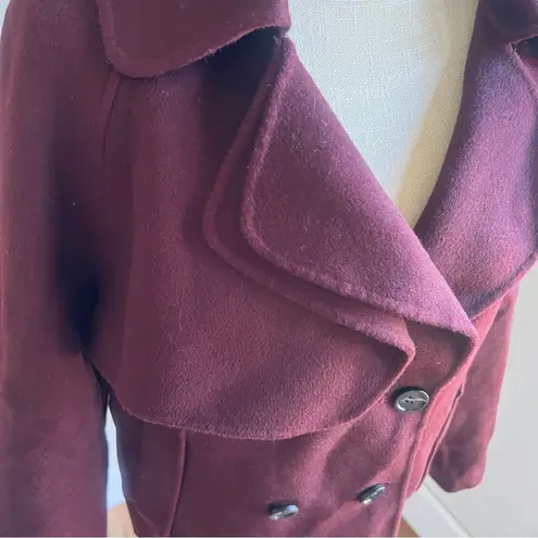 Belle & Bloom Im Yours Double Breasted Burgundy Wool Jacket Peacoat Size M Size M