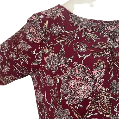 Roz & Ali Women's Maroon Pink Floral Shift Dress Size L