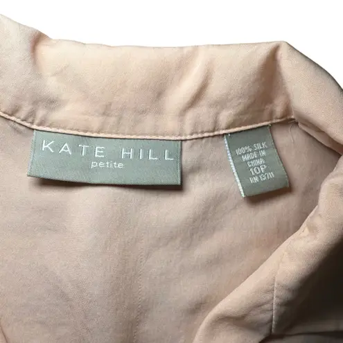 Kate Hill Petite 100% Silk Button Down Sleeveless Top Blouse Shirt Pink
