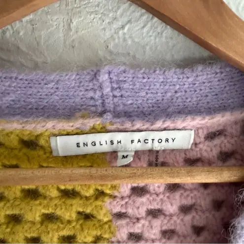 English Factory Contrast Detail Cardigan Medium Whimsical Colorblock Pastel