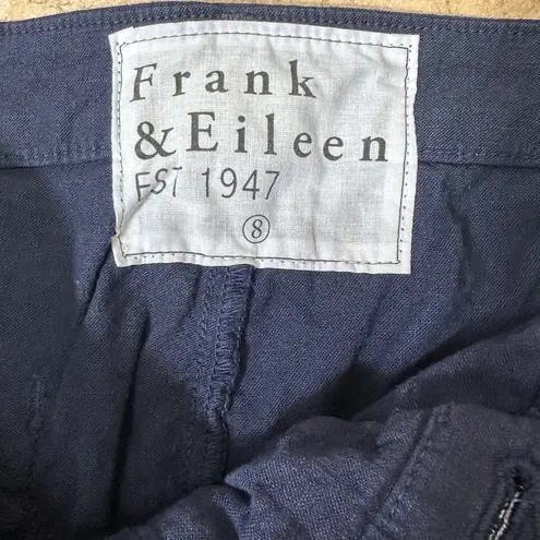 Frank & Eileen Kinsale Performance Flax Cotton Twill Chino Pants Navy Raw Hem 8