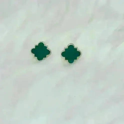 Chloe Clover Stud Earrings 18k Gold Plated Earrings in Green