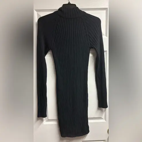 Pilcro Anthropologie Fitted Quarter Zip Sweater Dress Size XL Black