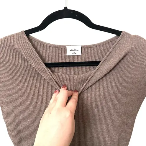 Aritzia  Wilfred Ribbed Knit Cutout Mini‎ Dress Brown XS