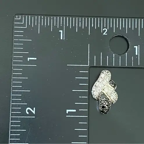 Unique Vintage Sterling Silver 925 Black Clear Pave Twisted Slider Pendant 3g.