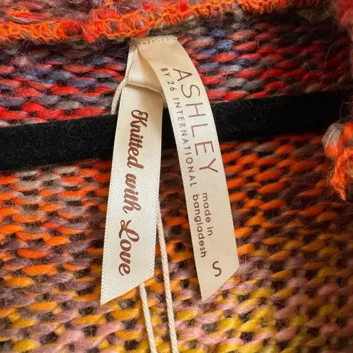 Ashley by 26 International Boho Rainbow Yarn Cardigan Sweater Small NWT