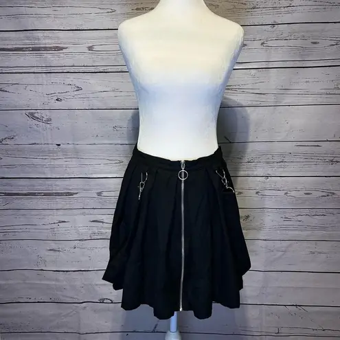Hot Topic  Black Suspender Skater Skirt Size Medium with Front Zipper