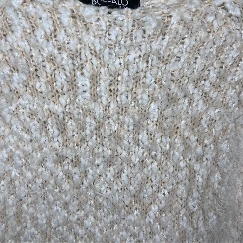 Buffalo David Bitton Peach White Knit Fuzzy Mohair Sweater Medium