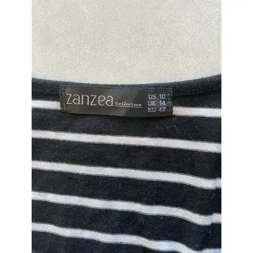 Zanzea Women's Black White Stripe Tunic Top US 10